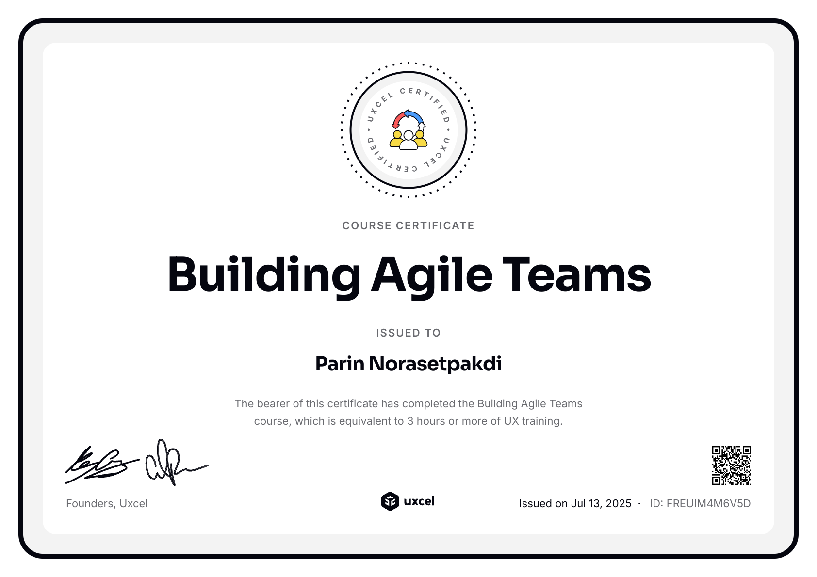 Parin Norasetpakdi's certificate